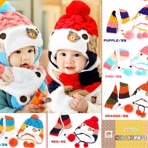 24, Bear Ear Flap Hat + Shawl, 100rb, online 18 store 2